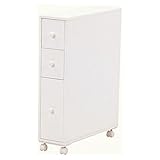 キャスター付きトイレラック トイレ収納 【ホワイト】 幅16cm スリム 木製 MTR-6464WH