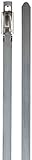 BAND-IT KE1128 Uncoated 304 Stainless Steel Ball-Lok Cable Tie, 3/16" Width, 7.9" Length, 0.010" Thi