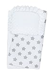 BlueberryShop Reversible Minky Cotton Pram Crib Moses 2pc Set Quilt & Pillow (29.5" x 25.5") (0-12 m