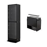 【福袋】【地球家具】コレクションラック「レギュラー」新シリーズセット 幅55cm 奥行29cm 【正規品】[鍵付きコレクションケース] [耐震]（開き戸 ハイタイプ本体+上置きロータイプ） ブラック