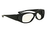 Radiation Safety Glasses Over Eyewear Glasses In Large Plastic Black Safety Frame With Permanent Sid