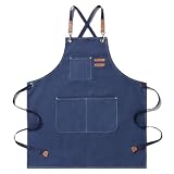 [FREESE] アウトドアエプロン ワークエプロン メンズ 【厚手・綿100%帆布】 キャンプ 焚き火 作業 DIY 料理 BBQ カフェ 美容師 前掛け 綿 キャンバス (ブルー)