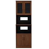 ワイエムワールド　ハイタイプ 食器棚 レンジ台 幅60cm 【色： ウォールナット 】 ダイニングボード 家電収納