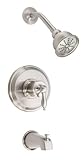Danze D511010BNT Prince Single Handle Tub and Shower Trim Kit with Efficient Flow Showerhead, Brushe