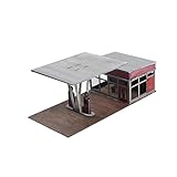 Generic 1/72 スケール建築モデルキット、1/64 スケールガソリンスタンド建築シーン、建築シーンモデル, レトロ