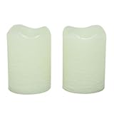 Inglow CG10288CR06 2.5-Inch Tall Flameless Rustic Votives Vanilla Cream Scented Candle, Cream, 2-Pac