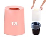 ゴミ箱 おしゃれゴミ袋が見えない 丸型 ビニール袋隠す 8L/12L シンプル リビング キッチン 洗面所 オフィス ごみ箱 ごみばこ フタなし ルクレール 2重構造 (ピンク, 12L)