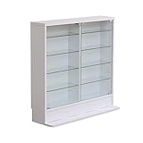 グランデ コレクションラック 浅型ロータイプ ガラスコレクションケース 5段 ホワイト PLC-900-WH
