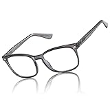 [DUCO] ブルーライトカット メガネ メンズ レディース パソコン用 眼鏡 度なし pc メガネ blue light glasses TR90 青色光 カット メガネ おしゃれ 超軽量 5201S (Transparent Grey)