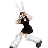 [Archnote] うさぎ コスプレ 被り物 ハロウィン 仮装 うさ耳 かぶりもの レッグウォーマー ファー セット