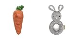 オーガニックバンブーカギ針編みBunny and Carrot Rattle Set