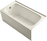 KOHLER K-1150-LAW-47 Bancroft 60 In. x 32 In. Alcove Bath with Bask Heated Surface, Integral Apron, 
