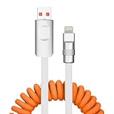 充電ケーブル Type-C 純正 ライトニングケーブル 急速充電/超高耐久/高速転送 二重ナイロン キレイにまとまる 収納便利 バネ スパイラル かわいいカラー (USB-A & ライトニング)