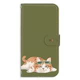 iPhone 16 e 用 スマホケース 手帳型 カード収納 アイフォン16eのケース ねこ充電中 ゆるねこ 癒し系 休憩モード コミカル モスグリーン 240125c