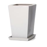 yamatei WY-PQ1W05P モダン PQ1 ツヤ釉 受け皿付きセット 規格5 白 15×15×高さ30cm