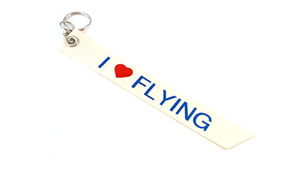 Amazon I Love Flying リボンタイプ 白 キーチェーン タグ キーホルダー キーホルダー チェーン