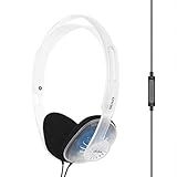 Koss KPH30i クリアレトロスタイルオンイヤーヘッドフォン、インラインマイクとタッチリモコン、Dプロファイルデザイン、3.5mmプラグ付き有線、90年代透明デザイン
