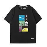 ESTGC モブサイコ100 影山茂夫 アニメ tシャツ 漫画 モブ メンズ レディース プリント スポーツ 夏服 トップス 半袖 無地 通気性 ファッション ゆったり おもしろTシャツ ブラック XS