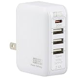 オーム電機 AC充電器 ACアダプター 4ポート Type-Cx1 Type-Ax3 急速充電対応 MAV-AUPD2032-W 01-3796 OHM