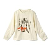 【キッズ】長袖Tシャツ「FOX」白　(親子おそろい服)4T