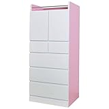 チェスト タンス 幅60 完成品 木製 ツートンカラー ハイチェスト 収納家具 AYU-3-321-F (ピンク)