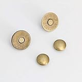 両面カシメ式 薄型マグネットホック マグネットボタン レザークラフト 材料 金具 10組セット (薄型18mm, アンティークゴールド)