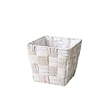 TimeNote　定番バスケット　ロータスステムカゴ　3.5寸角タイプ　縦型鉢カバー　白チェッカー　3-1012　Lotus stem — 10個セット