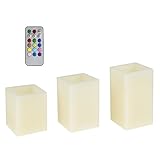 Lavish Home Square Color Changing Flameless Candle withリモート – 3 pc 72-LZ3403A-CLR