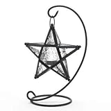 テーブルトップCandle Lantern Starlight StandingランプStarアイアンとガラス