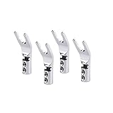 4個入り Yラグ端子 スピーカープラグ Y型プラグ 金メッキ/ロジウムメッキ/銅メッキ Yスペードプラグ Y型バナナプラグ Yラグプラグ 半田なしバナナプラグ ネジ方式Yラグ端子 U/Yタイプ バナナコネクタ スピーカーワイヤープラグコネクタ ダブルスクリューロック付き 真空管 導電性 アンプシャーシ スピーカー接続ワイヤー 4mmスピーカーケーブル用 (ロジウムメッキ)