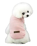 PetGround 犬 服 小型犬 春 夏 秋 冬 小型犬 中型犬 ボーダー シャツ 着せやすい 防寒 伸縮性 かわいい おしゃれ 犬服 (L, ピンク)