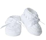 Jefferies Socks ジェフリーズソックス 新生児セレモニー リボン付きブーティー クロシェ編み ハンドメイド 【2681】 (ホワイト)