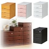 鍵付き チェスト たんす 3段 ナチュラル