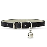 [LaLUCA GOODS] 犬 首輪 猫 首輪 鈴 定番 スタンダード PU レザー シンプル 小型犬 中型犬 ドッグ 散歩 カラフル ブラック（鈴あり） L