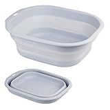 Daimix 折りたたみ式洗面台 2個セット 折りたたみ式 小型 中型 洗面台 ポータブル プラスチック洗面台 洗濯 ボトル 旅行 キャンプ用 (ライトブルー)