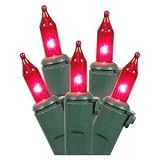 Vickerman 50 Lights Pink Green Wire End Connecting Lock Set with 4-Inch Spacing and 16-Feet Length, 