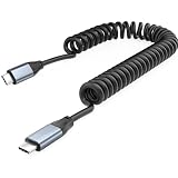 USB Cケーブル100W コイ1M, UseBean USB 3.2 Gen2x2 20Gbpsまで伸縮 スプリングスパイラルケーブル,コイル状カールUSB Type C PD急速充電＆4K映像モニターコード iPhone15, MacBook, iPad Pro/Air, Galaxy S23 S24, Pixel等Type-c機種対応