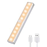 OUSFOT 人感センサーライト ワイヤレス夜間ライト10 LED USB充電式 足元ライト クロゼットライト 台所の手元灯 階段ライト 押