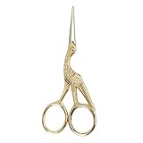 鋏，SODIAL(R) レトロクレーン裁縫のはさみ　11.5cm　ゴールデン