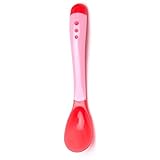 赤ちゃん安全シリコンスプーン温度センシングKids Children Flatware Feeding Spoons by makaor Length: 14.5 cm ピンク