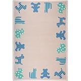 Joy Carpets Kid Essentials Infants & Toddlers Frisky Friends Rug Blue 10'9 x 13'2 [並行輸入品]