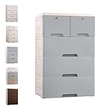 Fkstyle リビング チェスト おしゃれ 4段 5段 収納 ボックス 鍵付き 衣類 衣装 ランドリー ケース タンス プラスチック [並行輸入品]