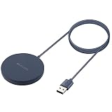 エレコム ワイヤレス充電器 マグネット内蔵 5W ケーブル一体 (1m) ネイビー W-MA01NV