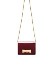 Subella London PANDORA BURGUNDY pouchette with signature bow and precious metal strap handmade in it