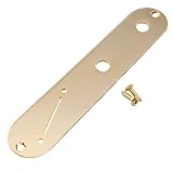 Musiclily Pro 32mm スチール製 テレキャスター用コントロールプレート ナローポットホールとスイッチ角度有りタイプTele TLエレキギター用、ゴールド