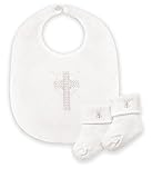 Stephan Baby Infant Boy/Girl Embroidered Christening Bib and Bootie Socks Set, White by Stephan Baby