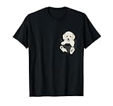 犬愛好家向けギフト ホワイトプードル ポケット入り 面白い犬の顔 Tシャツ