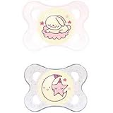 MAM(マム）Night Collection Glow in the dark　0-6ヶ月　おしゃぶり　2個セット 子犬ちゃんとお星様　BPAフリー　並行輸入 [並行輸入品]