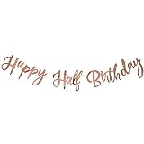 regalo ハーフバースデー レターバナー ガーランド 飾り ハッピーバースデー HAPPY HALF BIRTHDAY 筆記体 アルファベット (ローズゴールド・メリー)