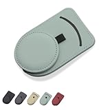 &minte レザー サングラスホルダー 車用 クリップ式 マグネット カード収納 サンバイザー メガネ ホルダー ブルーグレー